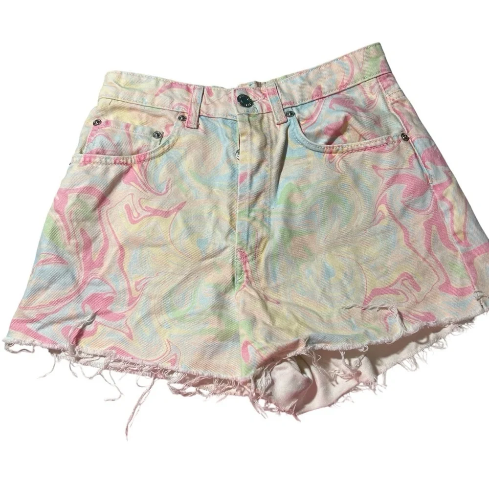 Zara Pastel Tie-Dye Jean Shorts size 30